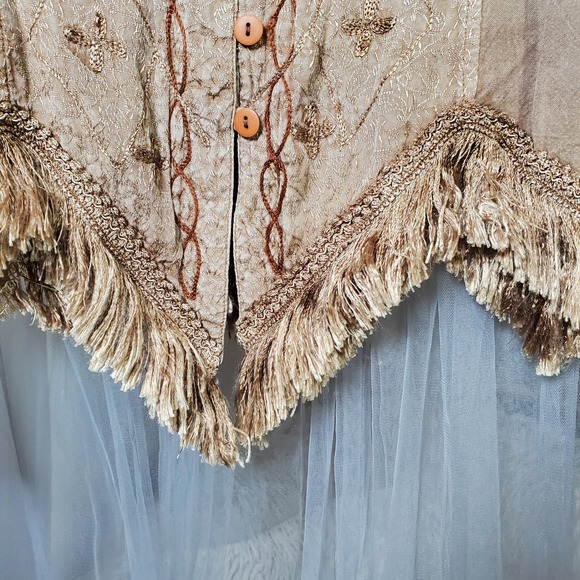 Lotus Fringe Hem Embroidered Boho Top Hippie Peasant Festival Fairy M Ethereal - Picture 4 of 7